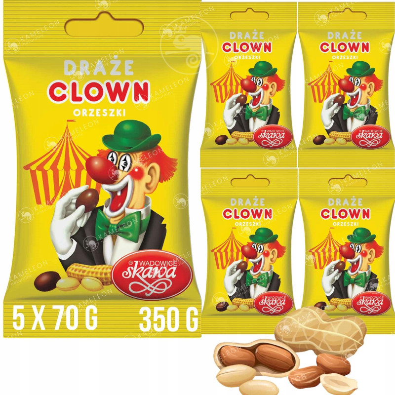 DRAŻE ORZESZKI CLOWN cukierki SKAWA 70g x 5szt 350g 0,35KG