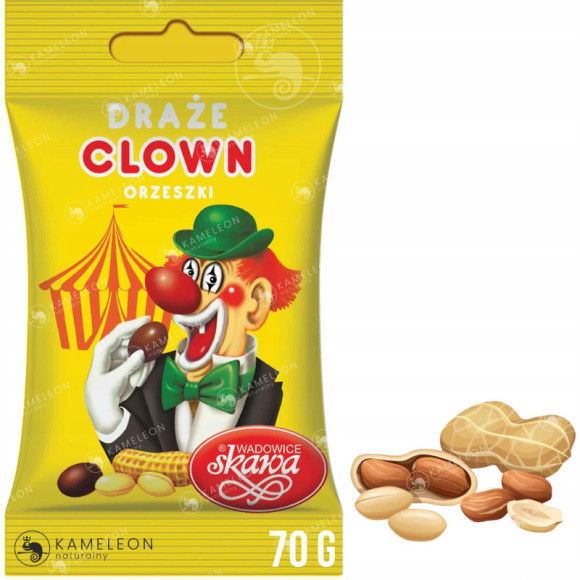 DRAŻE ORZESZKI CLOWN cukierki SKAWA 70g x 5szt 350g 0,35KG DRAŻE ORZESZKI CLOWN cukierki SKAWA 70g x 5szt 350g 0,35KG