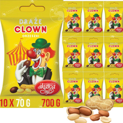 DRAŻE ORZESZKI CLOWN SKAWA polskie cukierki SKAWA 70g x10szt 700g 0,7KG