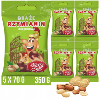 DRAŻE RZYMIANIN cukierki orzechowe orzech SKAWA 70g x 5szt. 350g 0,35KG