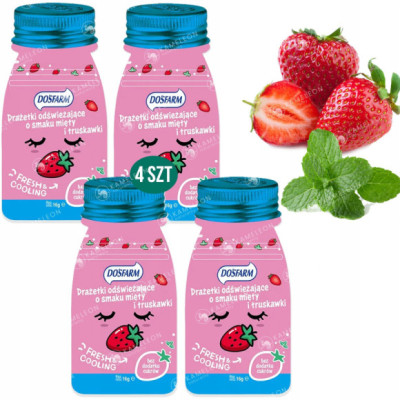 DRAŻETKI DRAŻE ODŚWIEŻAJĄCE truskawka + mięta SORBITOL 16g x4 szt.