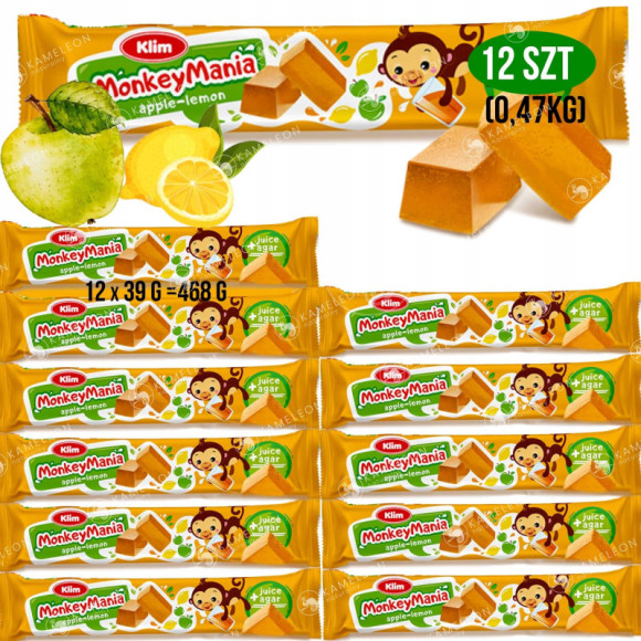 GALARETKA wege monkey mania JABŁKO-CYTRYNA 12sztuk