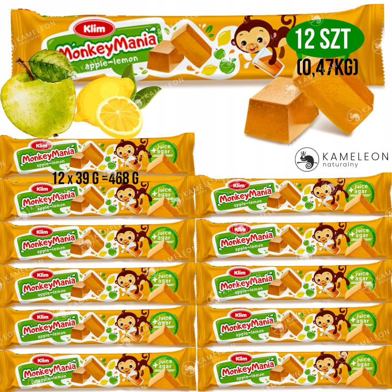 GALARETKA wege monkey mania JABŁKO-CYTRYNA 12sztuk