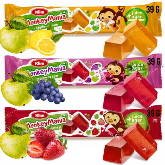 GALARETKA wege monkey mania JABŁKO-CYTRYNA 12sztuk