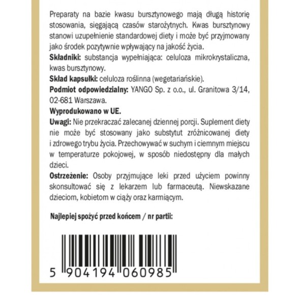 Yango KWAS BURSZTYNOWY wspracie METABOLIZM ENERGENTYCZNY 90