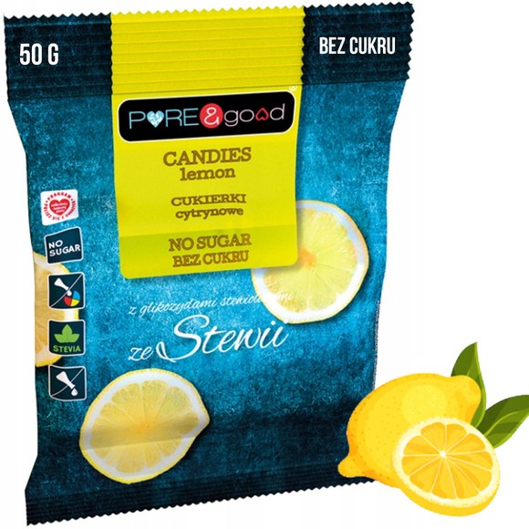 Pure&Good CUKIERKI LANDRYNKI CYTRYNOWE CYTRYNA ze stewią