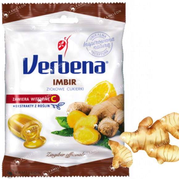 Verbena ZIOŁOWE cukierki IMBIR + witamina C - 60g Verbena ZIOŁOWE cukierki IMBIR + witamina C - 60g