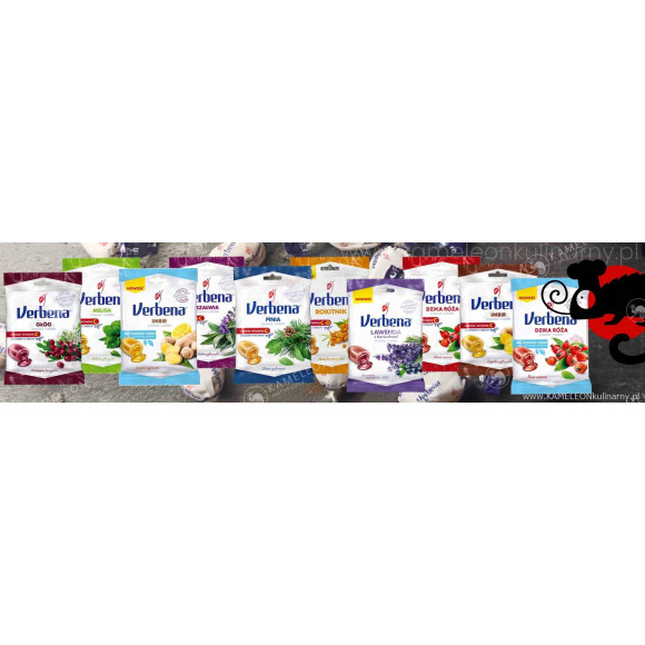 Verbena ZIOŁOWE cukierki IMBIR + witamina C - 60g Verbena ZIOŁOWE cukierki IMBIR + witamina C - 60g