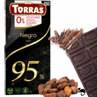CZEKOLADA GORZKA 95% CIEMNA DARK CHOCOLATE BEZ CUKRU GLUTENU 75G Torras