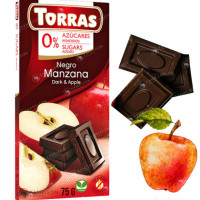 CZEKOLADA GORZKA Z JABŁKIEM bez cukru glutenu bezglutenowa 75g TORRAS