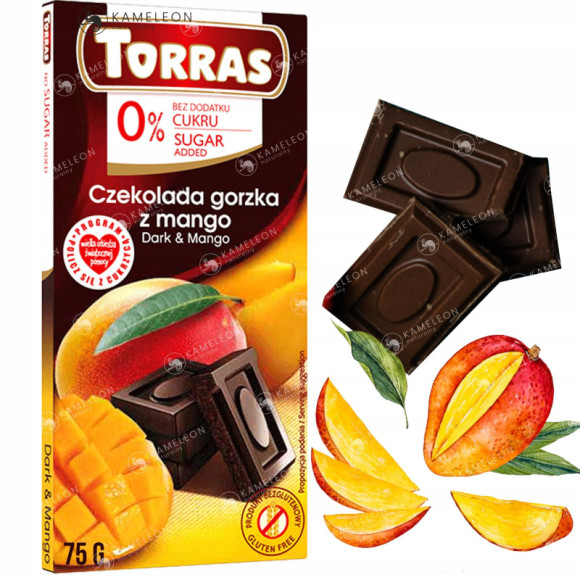 CZEKOLADA GORZKA Z MANGO BEZ CUKRU GLUTENU 75g CZEKOLADA GORZKA Z MANGO BEZ CUKRU GLUTENU 75g