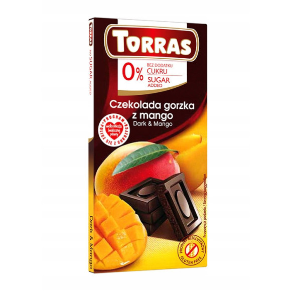 CZEKOLADA GORZKA Z MANGO BEZ CUKRU GLUTENU 75g CZEKOLADA GORZKA Z MANGO BEZ CUKRU GLUTENU 75g
