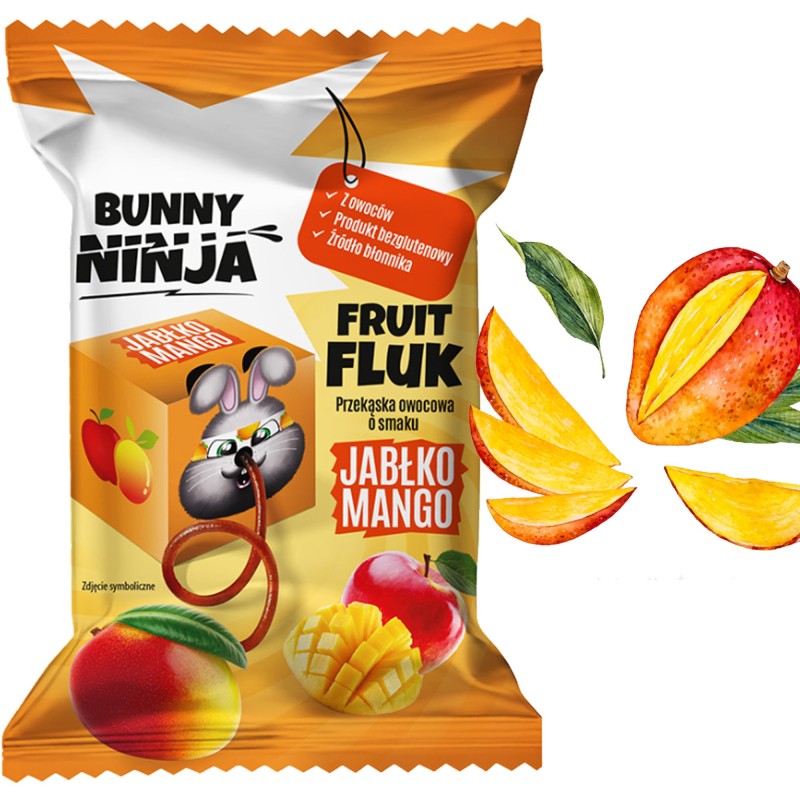 BUNNY NINJA przekąska owocowa FRUIT FLUK bez cukru smak