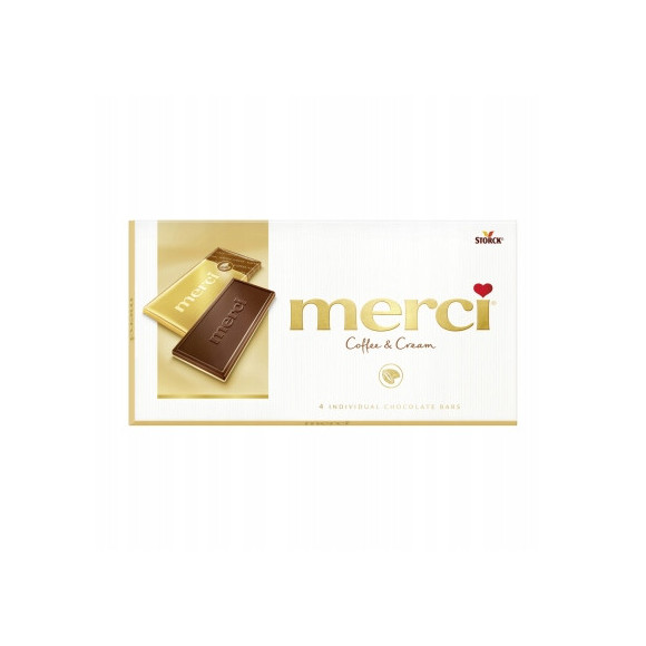 MERCI CZEKOLADA KAWOWO-ŚMIETANKOWA Kawowa Śmietankowa STORCK 4x 25g 100g MERCI CZEKOLADA KAWOWO-ŚMIETANKOWA Kawowa Śmietankowa STORCK 4x 25g 100g
