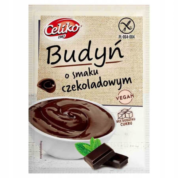 BUDYŃ CZEKOLADOWY o smaku CZEKOLADOWYM 40g BEZ CUKRU BEZ GLUTENU Celiko BUDYŃ CZEKOLADOWY o smaku CZEKOLADOWYM 40g BEZ CUKRU BEZ GLUTENU Celiko