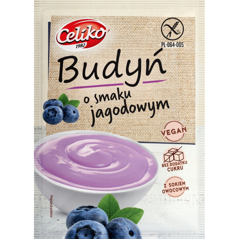 BUDYŃ JAGODOWY 40g BEZ CUKRU BEZ GLUTEN Celiko
