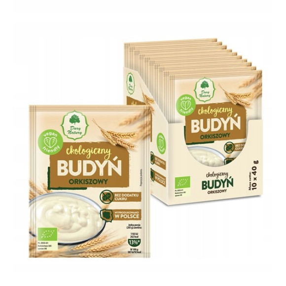 BUDYŃ ORKISZOWY wegański bez cukru Z WIÓRKAMI KOKOSOWYMI eko DARYNATURY 40g BUDYŃ ORKISZOWY wegański bez cukru Z WIÓRKAMI KOKOSOWYMI eko DARYNATURY 40g