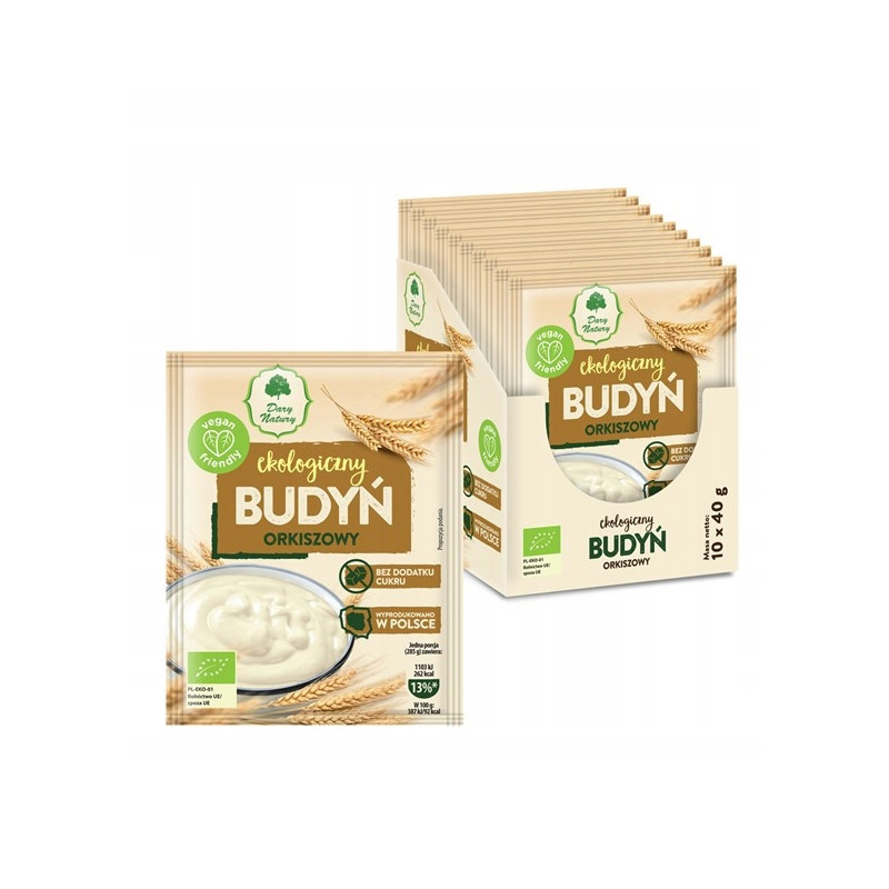 BUDYŃ ORKISZOWY wegański bez cukru Z WIÓRKAMI KOKOSOWYMI eko DARYNATURY 40g