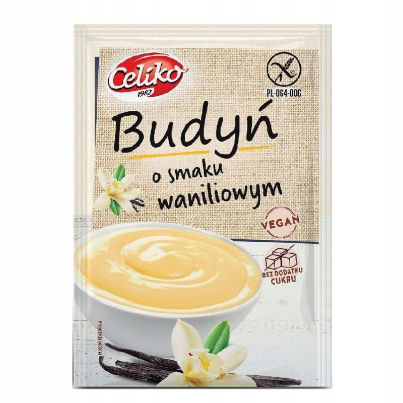 BUDYŃ WANILIOWY o smaku WANILIOWYM 40g BEZ CUKRU BEZ GLUTENU Celiko