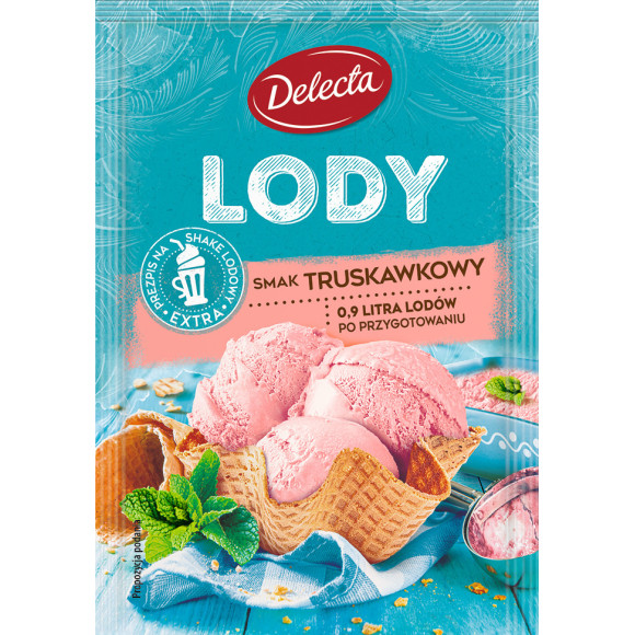Delecta LODY TRUSKAWKOWE w proszku mieszanka do LODÓW TRUSKAWKA 57g HIT !! Delecta LODY TRUSKAWKOWE w proszku mieszanka do LODÓW TRUSKAWKA 57g HIT !!