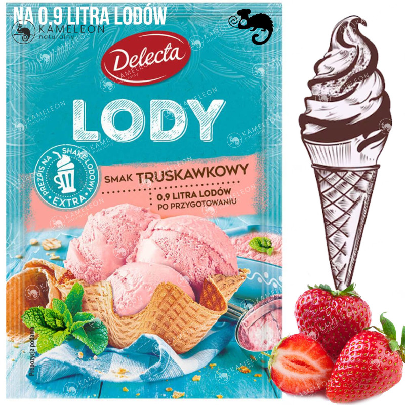Delecta LODY TRUSKAWKOWE w proszku TRUSKAWKA 20szt