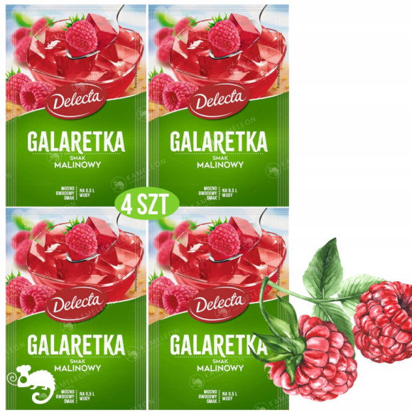 Delecta GALARETKA MALINOWA smak malinowy 4 x 70g