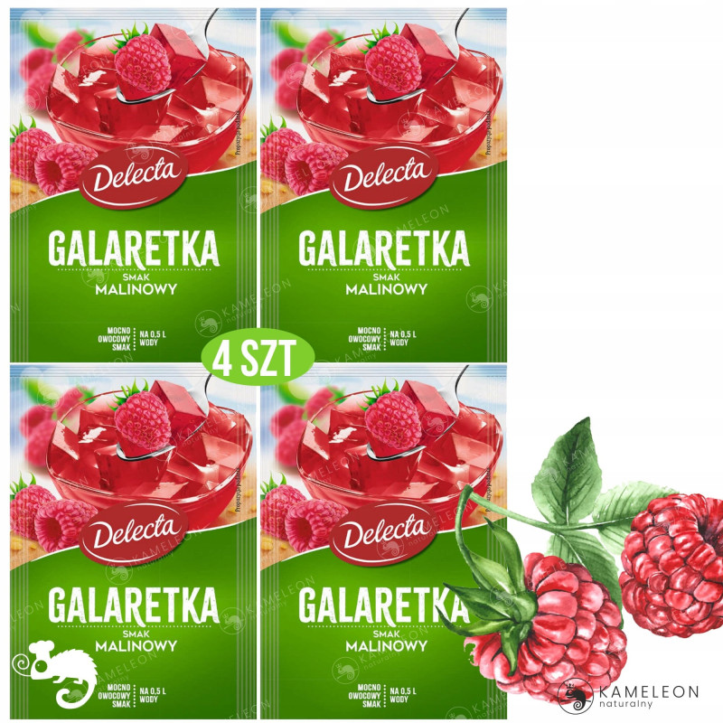 Delecta GALARETKA MALINOWA smak malinowy 4 x 70g