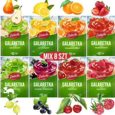 Delecta GALARETKA owocowa MIX 8sztuk 595g (0,6kg!)