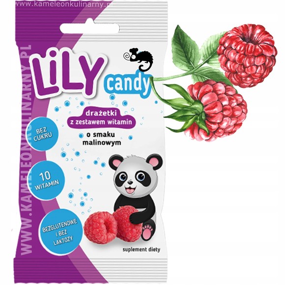 LILY CANDY DRAŻETKI BEZ CUKRU Z WITAMINAMI smak TRUSKAWKA