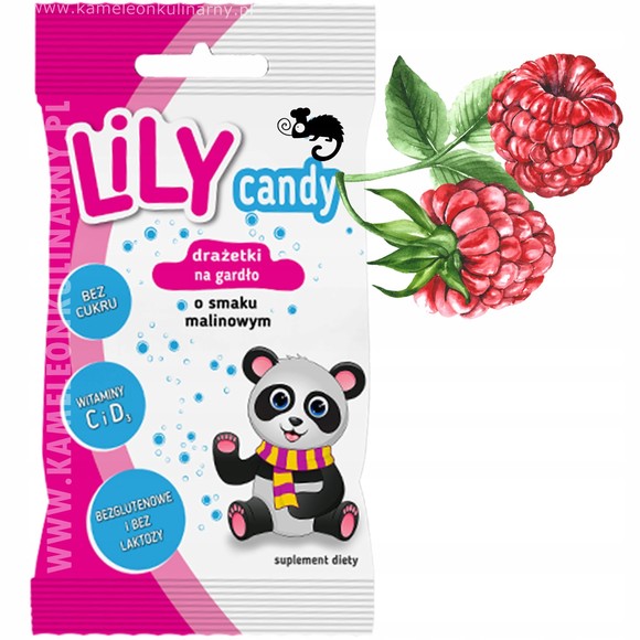 LILY CANDY DRAŻETKI BEZ CUKRU Z WITAMINAMI smak TRUSKAWKA