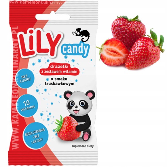 LILY CANDY DRAŻETKI BEZ CUKRU Z WITAMINAMI smak TRUSKAWKA