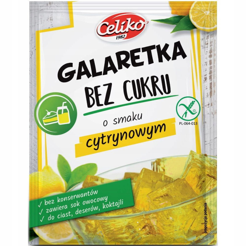 GALARETKA CYTRYNOWA O SMAKU CYTRYNOWYM 14g BEZ CUKRU I GLUTENU Celiko X 20