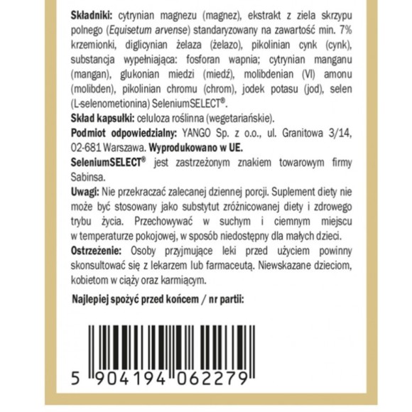Yango KOMPLEKS MINERAŁÓW magnez cynk żelazo miedź mangan