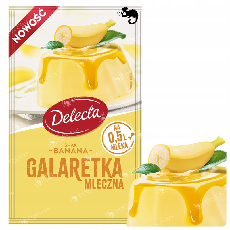 GALARETKA MLECZNA smak BANANA BANAN BANANOWA 60g DELECTA
