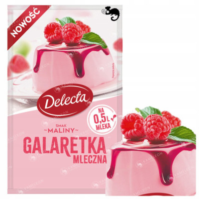 GALARETKA MLECZNA smak MALINY MALINA MALINOWA 60g DELECTA