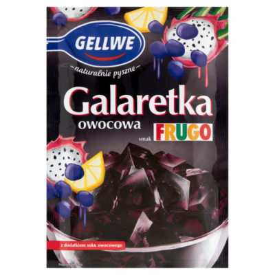 GALARETKA OWOCOWA smak FRUGO CZARNE Winogrono Pitahaya Cytryna GELLWE 72g
