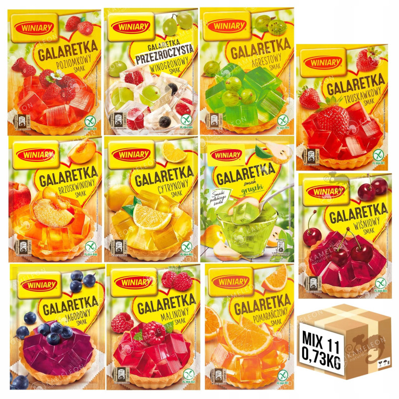 GALARETKA OWOCOWA ZESTAW MIX 11 SMAKÓW I KOLORÓW! 0,7KG bez glutenu WINIARY
