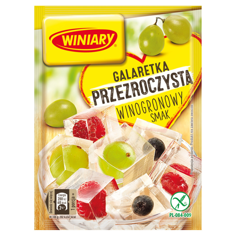 GALARETKA PRZEZROCZYSTA smak WINOGRONOWY WINOGRONO bez glutenu 71g WINIARY