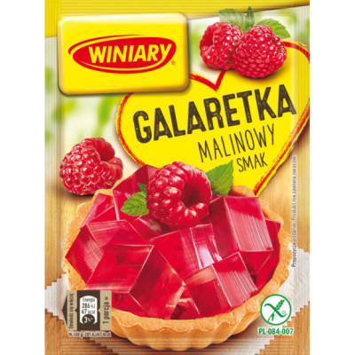 GALARETKA smak MALINOWY MALINOWA MALINA Czerwona bez glutenu 71g WINIARY