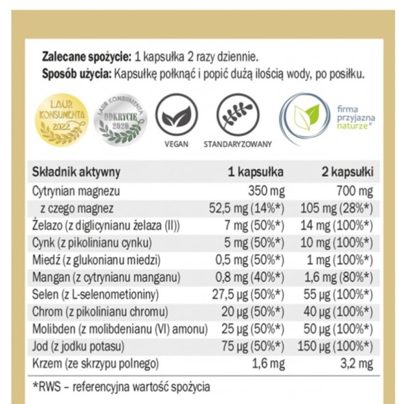 Yango KOMPLEKS MINERAŁÓW magnez cynk żelazo miedź mangan