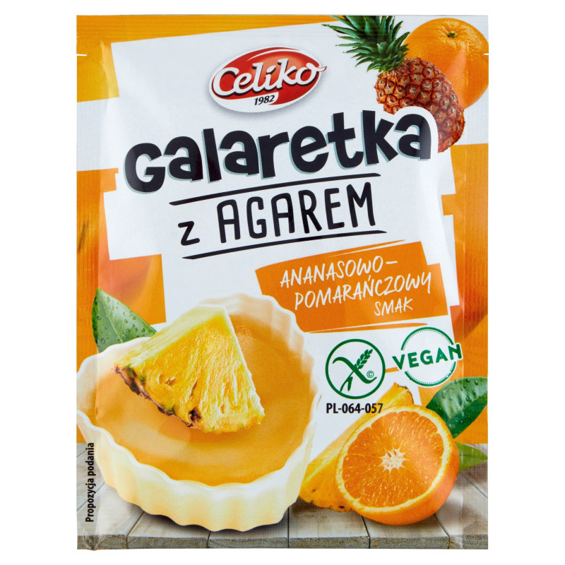 wegańska GALARETKA ANANAS + POMARAŃCZA z agarem bez glutenu 45g Celiko