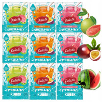 9x DELECTA STRZELAJĄCY OWOCOWY KUBEK Kisiel GUAVA ARBUZ MARAKUJA mix smaków