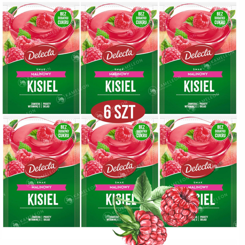 Delecta KISIEL MALINOWY bez dodatku cukru 38G 6szt