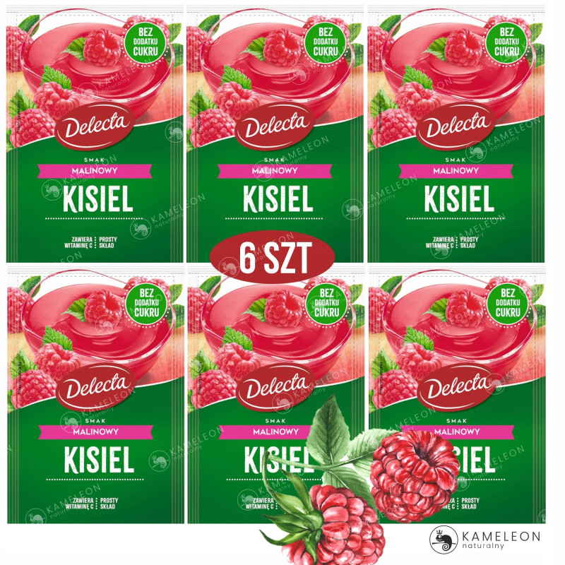 Delecta KISIEL MALINOWY bez dodatku cukru 38G 6szt