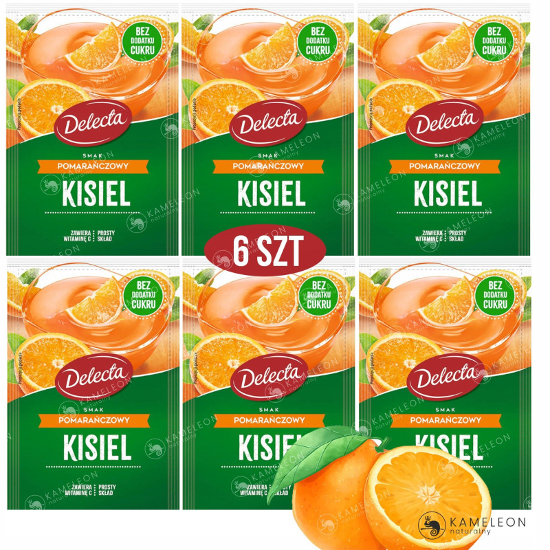 Delecta KISIEL POMARAŃCZOWY bez dodatku cukru 6szt