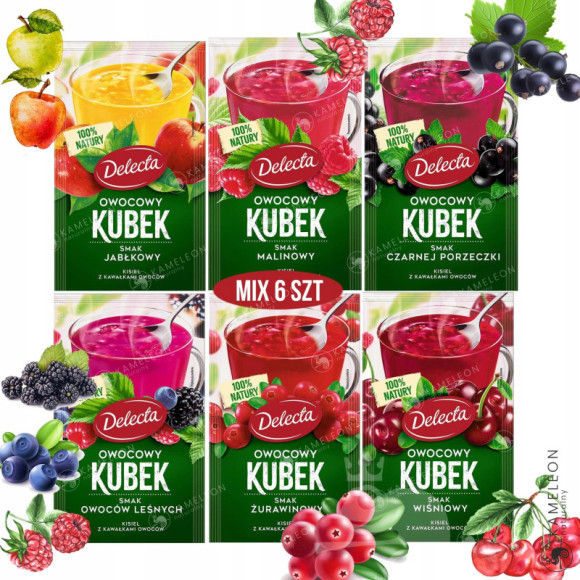 Delecta OWOCOWY KUBEK KISIEL czarna porzeczka 6szt