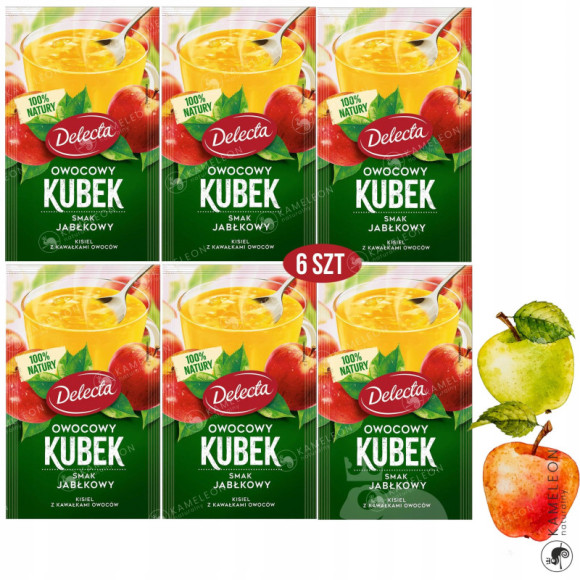 Delecta OWOCOWY KUBEK KISIEL INSTANT jabłkowy 6szt