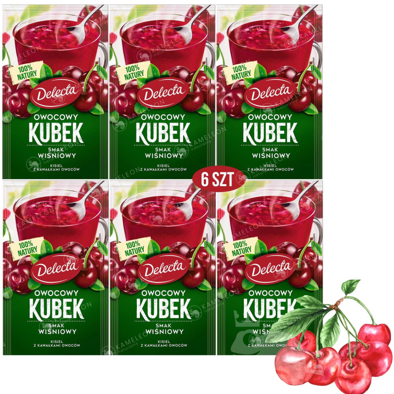Delecta OWOCOWY KUBEK KISIEL INSTANT wiśniowy 6szt