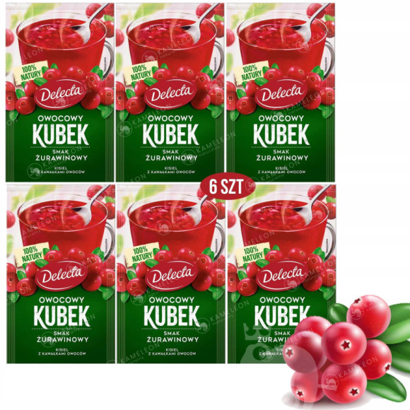 Delecta OWOCOWY KUBEK KISIEL INSTANT żurawinowy 6x