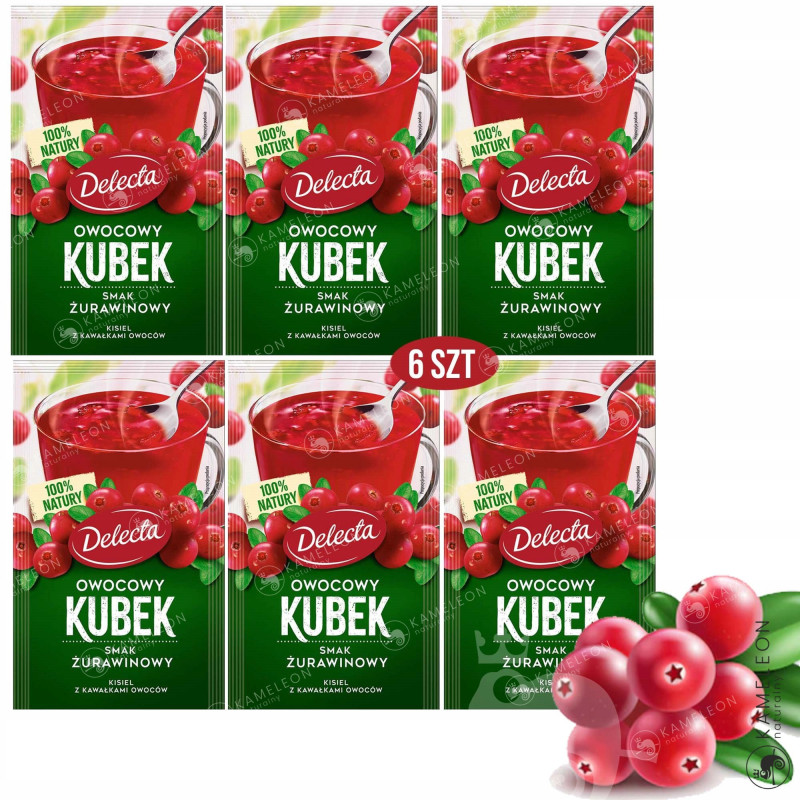Delecta OWOCOWY KUBEK KISIEL INSTANT żurawinowy 6x